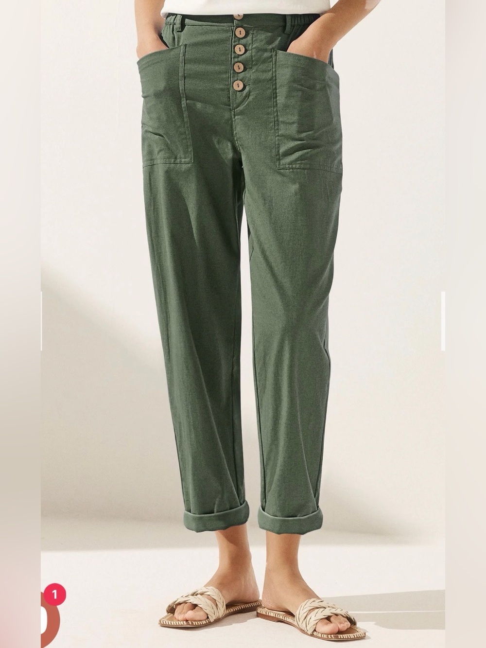 Lintico Linen Simple Button Fly Trousers HEIDI size medium